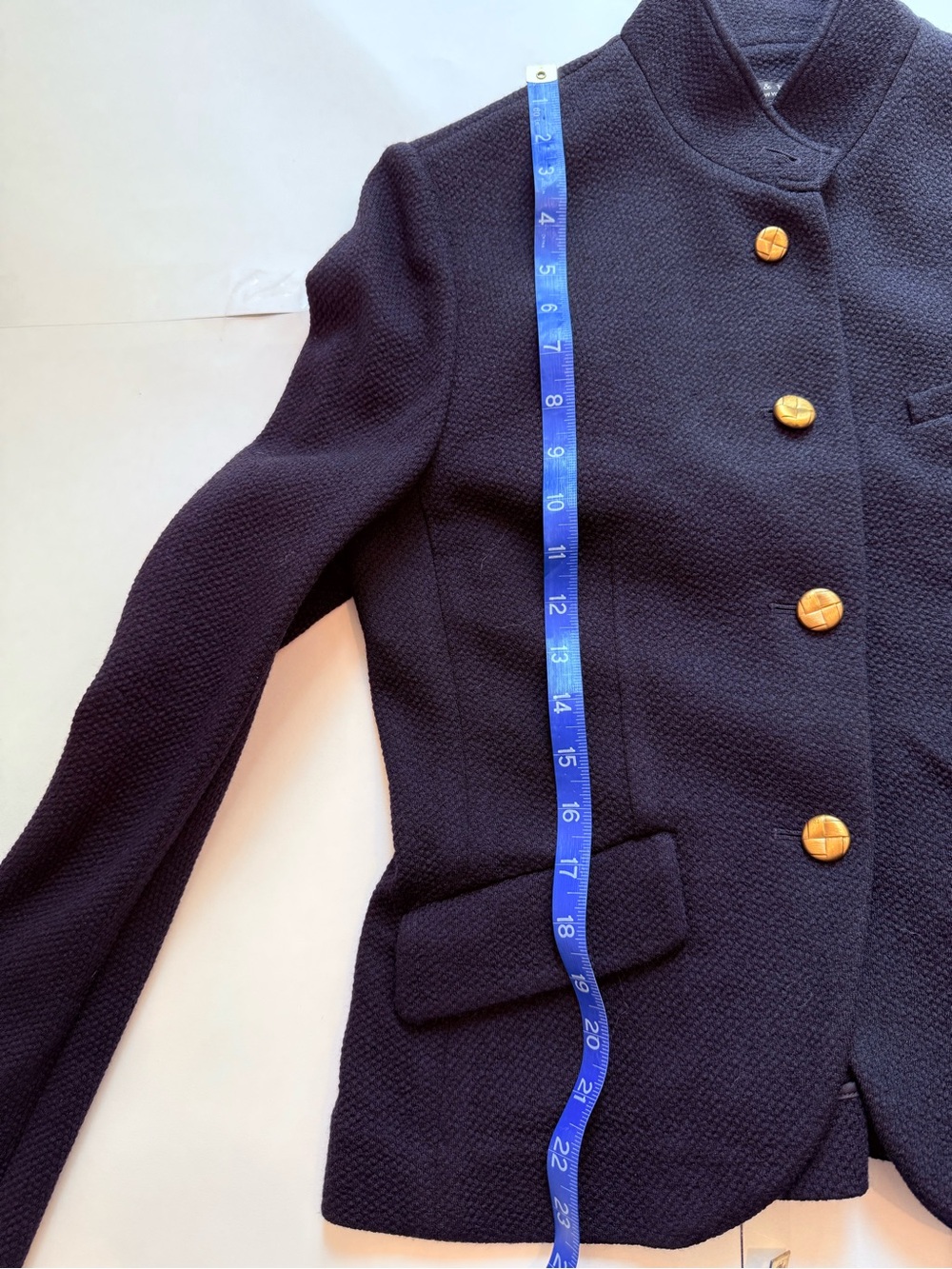 rag & bone Navy Slade Wool blend Pique Cropped Blazer - Picture 4 of 9